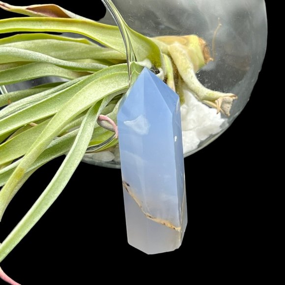 Blue Chalcedony Crystal Healing Stick Pointed Tower Formation Mineral Protection - Picture 2 of 8